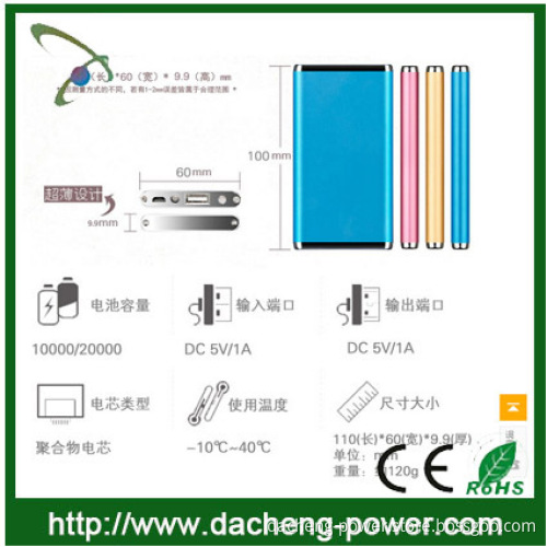 High quality aluminium alloy design power bank 10000mah power bank for phone